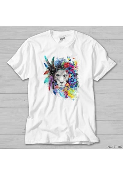 Lion Colour Beyaz Tişört Beyaz