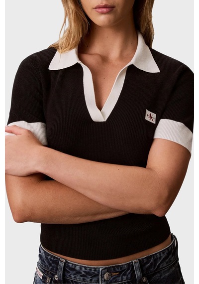 Calvin Klein Logolu % 100 Pamuk Regular Fit Polo Lv047g308gub1 Bayan Polo Lv047g308g Ub1 Siyah
