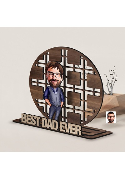 Bk Gift Kişiye Özel 3 Katmanlı Baba Karikatürlü Ahşap Biblo-5, Babaya Hediye, Babalar Günü Hediyeleri Kobitmeyen138155 Bk Gift