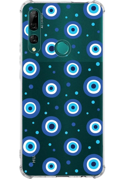 Prinrify Huawei Y9 Prime 2019 Uyumlu Nazar Boncuğu 1 Baskılı Şeffaf Köşe Korumalı Antişok Kılıf