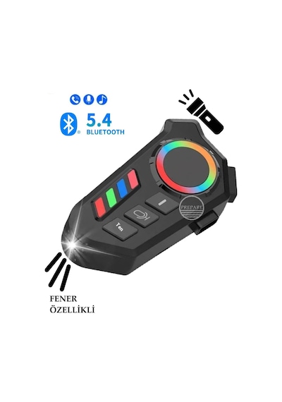 Fener Işık Özellikli Kask Kulaklık Su Geçirmez Bluetooth 5.4 Motosiklet Kask Kulaklığı Rgb Işıklı