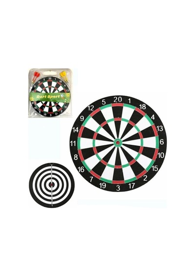 Çift Taraflı Dart Tahtası Ve 4 Adet Metal Uçlu Ok 30 CM Bullseye