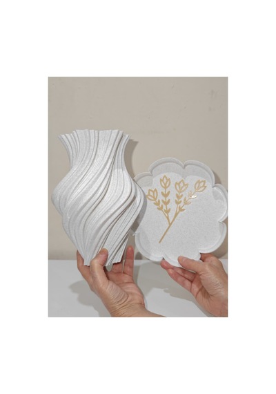 3dbaskı Spiral Tasarımlı Bioplastik Vazo & Dekoratif Tepsi Seti Modern Ev Aksesuarı Çiçekler Dahil Değildir Beyaz