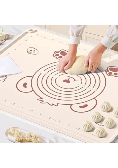 Büyük Boy Silikon Hamur Açma Matı, Krem Rengi, 50x70 Cm, Yapışmaz Ve Kaymaz Yüzey - 450 Gram