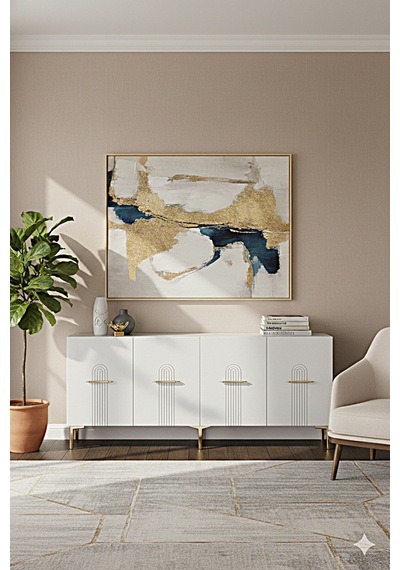 Ka1808bg İda Konsol ,tv Sehpası Beyaz-gold 180cm