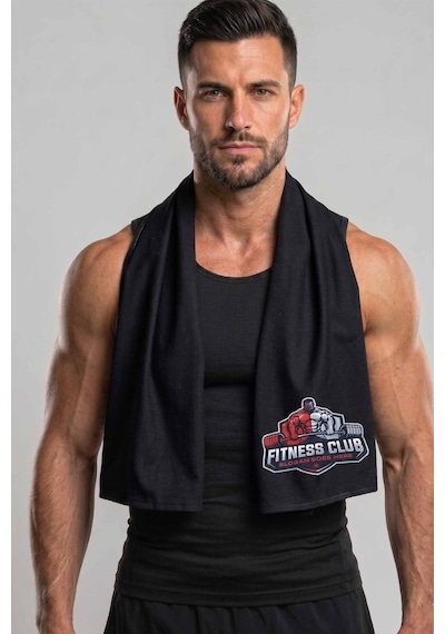 Sports Dijital Baskılı 50x100 Cm Spor Havlusu Sport5 Siyah