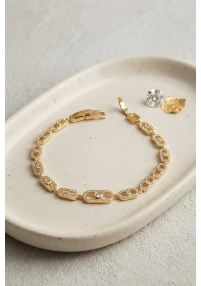 Mey İthalat Gold Renk Zirkon Taşlı Messika Model Bileklik Çok Renkli