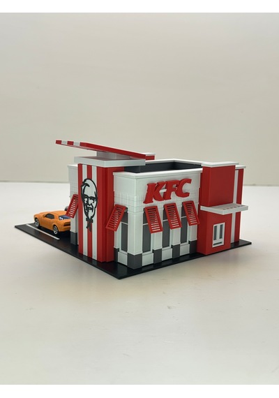 3d Baskı 1/64 Ölçekli Kfc Bina Tasarımlı Diorama Araç Sergileme Garajı
