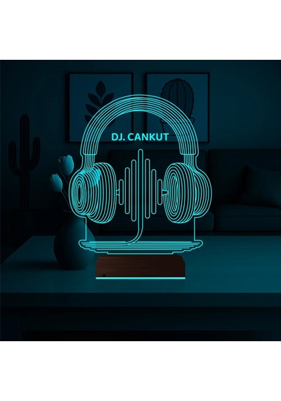 Luvivia Dj Hediye Kulaklık Müzik Kişiye Özel 3d Lamba - Masa Gece Lambası Şeffaf