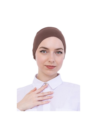 Modish Group Pratik Bone Pamuklu Tesettür İç Bone, Başörtüsü İçin Hazır Viskon Şapka, Namaz Günlük Kullanım İçin Kahverengi