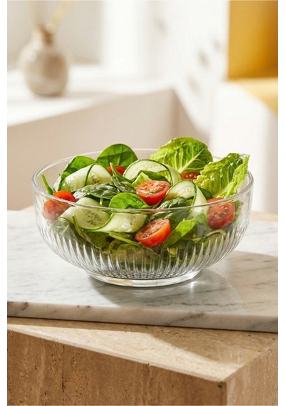 Lav Tokyo Cam Salata Kasesi Tekli Ekstra Büyük 2600 ml Yuvarlak (Sunum Kasesi , Hazırlık Kasesi)