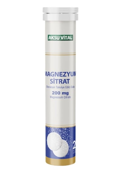 Aksu Vital Magnezyum Sitrat 200 MG 20 Efervesan Tablet