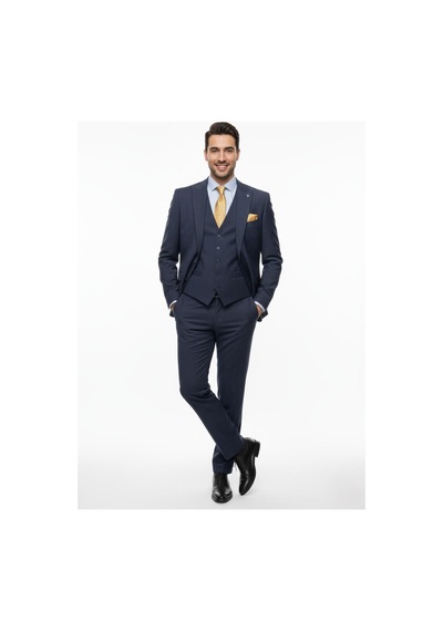 Presto Erkek Slimfit 6 Drop Yelekli Takım Elbise Lacivert 794-200 Lacivert