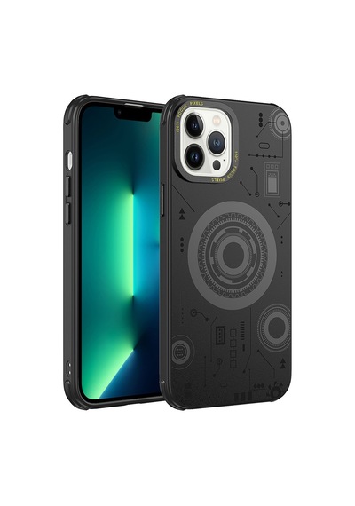 Apple Uyumlu iPhone 13 Pro Kılıf Zore Wireless Şarj Özellikli Desenli Hot Kapak-beyaz