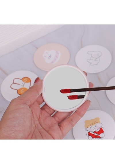 Sevimli Karışık Desenli Mini Cep Aynası -günlük Makyaj Ve Çanta İçi Ayna 1 Adet Beyaz