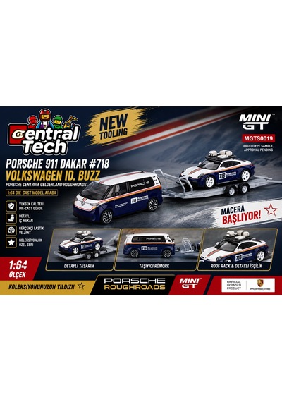 Mini Gt 1:64 Porsche 911 Dakar 718 Volkswagen Id. Buzz Roughroads Römorklu Set Mgts0019 Mavi