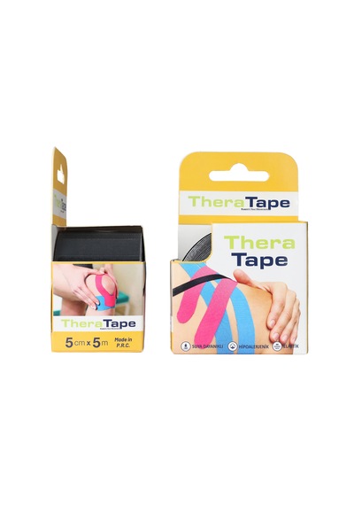 Thera Tape Kinesio Sporcu Bandı Yüz & Vücut Uyumlu Kinezyo Bant Siyah 5 CM x 5 M Thera Tape Kinesio Sporcu Bandı Yüz & Vücut Uyumlu Kinezyo Bant Siyah 5 CM x 5 M