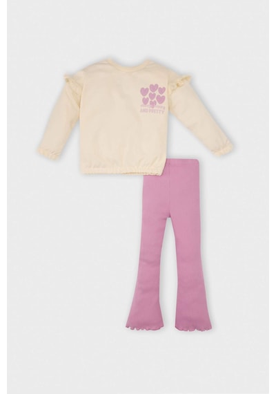 DeFacto Kız Bebek 2'li Takım Kalp Desenli Sweatshirt Beli Lastikli İspanyol Paça Tayt D2860A524AUER99