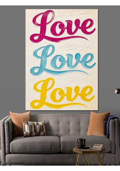Ahşap Tablo Renkli Love Yazısı Posteri