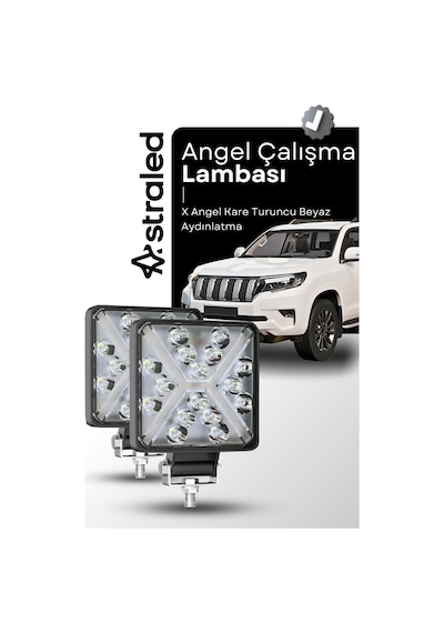 2 Adet X Angel 180w 12-24 Volt Kare Spot Far Oto Çalışma Lambası Atv Kamyon Tır Traktör Offroad