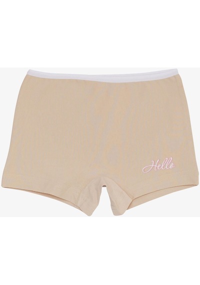 Breeze Kız Çocuk Boxer Hello Yazı Baskılı 5-11 Yaş, Bej-bej Bej