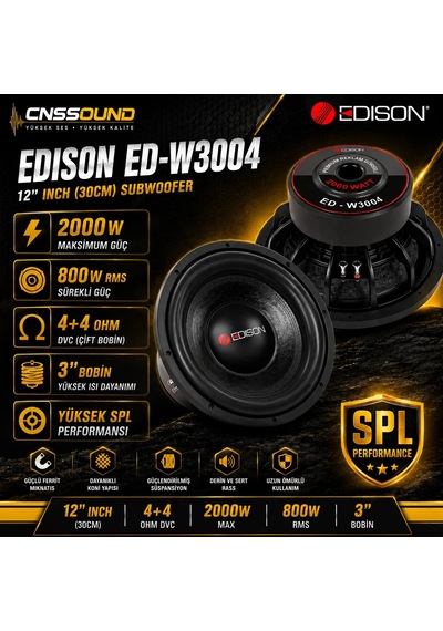 Edison Ed-w3004 30 Cm 800 Rms 2000w Çift Bobin 4+4 Ohm Oto Bass Subwoofer