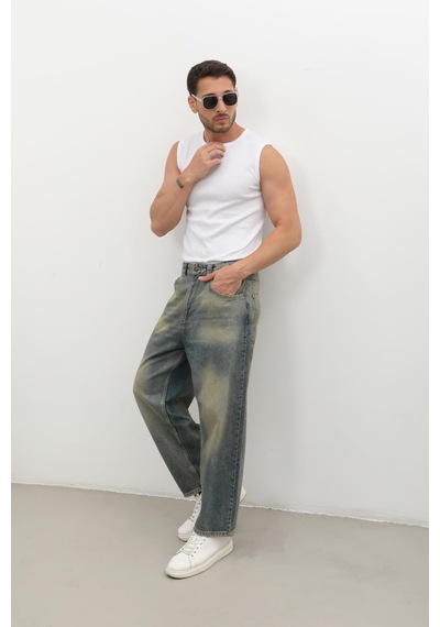 Banny Jeans Erkek Skater Fit Jean Pantolon Tint Yeşil L