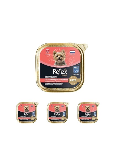 Plus Pate Karidesli Ve Somonlu Mini Küçük Irk Köpek Maması 85 Gr 4 Paketi