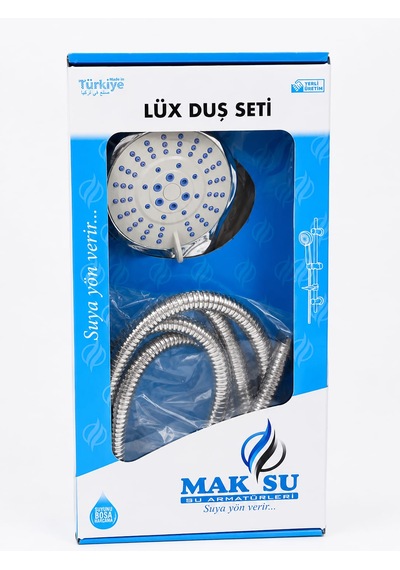 Mafsallı Duş Seti Çelik Örgülü Açık Gri