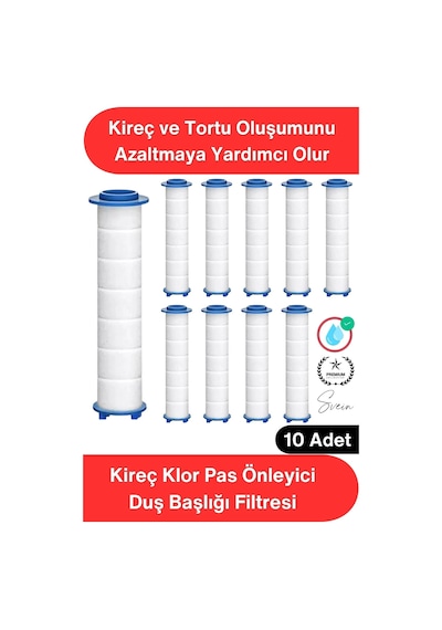 Filtre 10 Adet Duş Başlığı Filtresi Kireç Klor Pas Önleyici Yedek Filtre Seti Pamuk Su Arıtma Kartu Standart