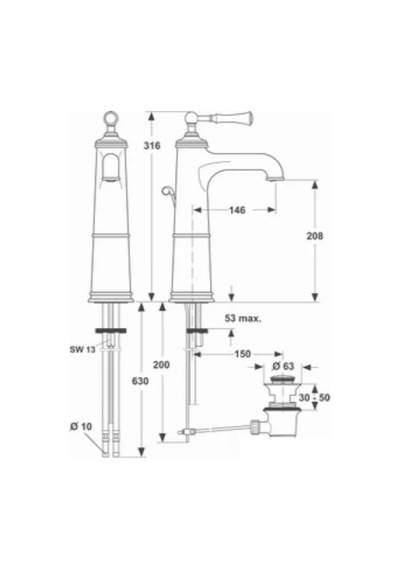 Ideal Standard Jado Lavabo Bataryası Yüksek Tip Lighthouse - A3851aa- Krom