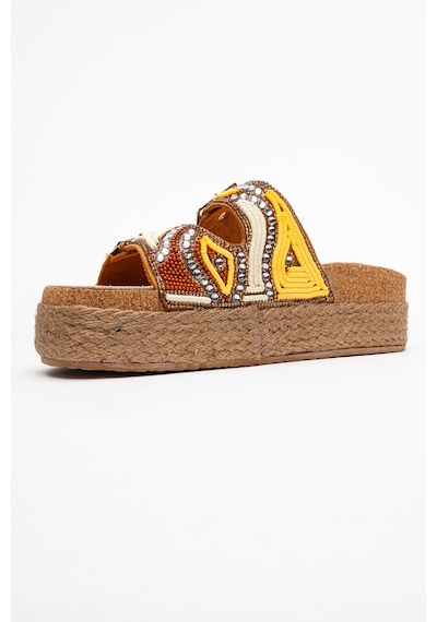 Luvishoes Luvi Shoes Bobby Sarı Taşlı Etnik Desenli Hasır Kalın Mantar Tabanlı Kadın Terlik Sarı Luvishoes Luvi Shoes Bobby Sarı Taşlı Etnik Desenli Hasır Kalın Mantar Tabanlı Kadın Terlik Sarı