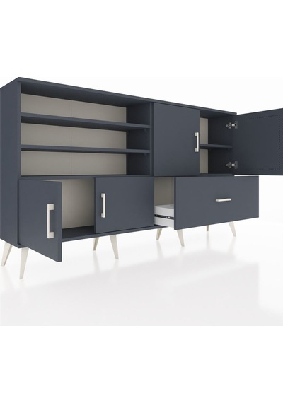 Arges Konsol 5 Raflı Tek Çekmeceli 4 Kapaklı 176x30x99 Antrasit-a Antrasit-antrasit Arges Konsol 5 Raflı Tek Çekmeceli 4 Kapaklı 176x30x99 Antrasit-a Antrasit-antrasit