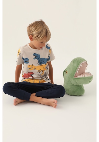 Rolypoly Dinosaur Krem Erkek Çocuk Pijama Takımı 5274-42955 Krem