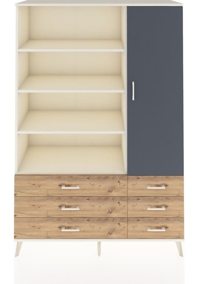 Hyperion Dolap 8 Raflı 6 Çekmeceli Tek Kapaklı 132x44x195 Aytaşı-antrasit/çam Antrasıt/atlas Çam Hyperion Dolap 8 Raflı 6 Çekmeceli Tek Kapaklı 132x44x195 Aytaşı-antrasit/çam Antrasıt/atlas Çam