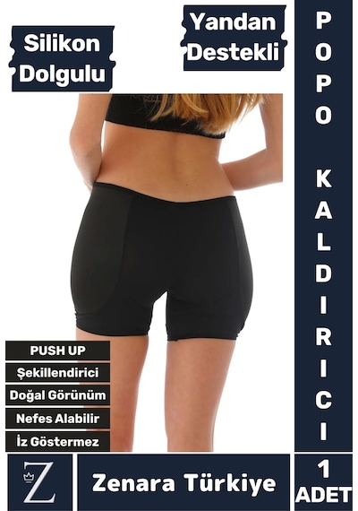 Zenara Kaymaz İz İç Göstermez Push Up Popo Kaldırıcı Şekillendiren Yandan Destekli Dolgulu Şort Korse Siyah