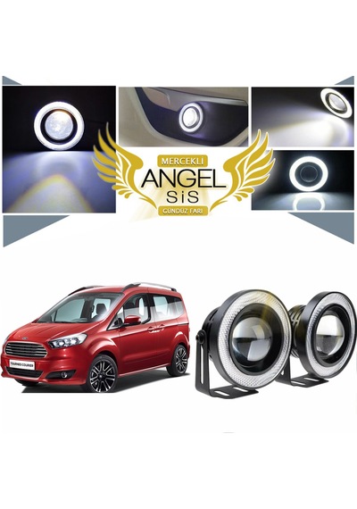 Ford Tourneo Courier Uyumlu, Universal Mercekli Led Sis Farı, 76mm Beyaz Renk