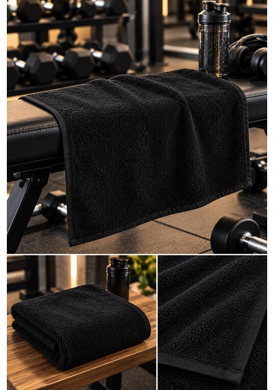 Yüksek Emici Hızlı Kuruyan Spor Salonu Havlusu Spor Havlusu %100 Organik Pamuk 50 X 90 Siyah - 945185160 Siyah