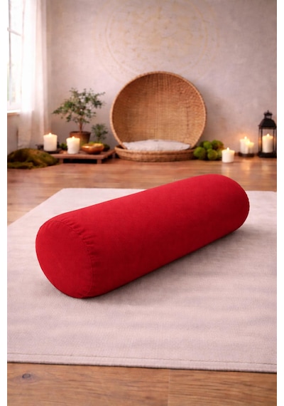 Yuvarlak Zafu Meditasyon Minderi & Bolster Minderi İkili Yoga Meditasyon Minder Seti Kırmızı