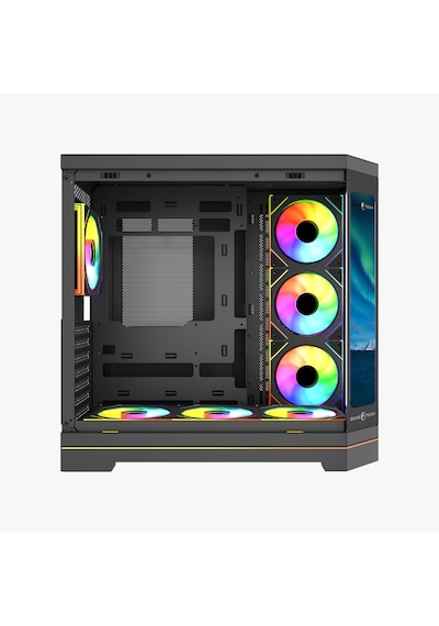 Gametech Vision V2 7x Argb Fanlı Lcd Ekranlı Oyuncu Bilgisayar Kasası Siyah