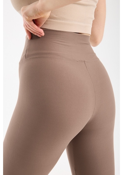 Hdm Kadın Yüksek Bel Fitilli Toparlayıcı Cappuccino Dar Paça Tayt - H5808-49 Kahverengi