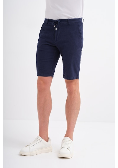 Cazador Slim Fit Dar Paça Keten Bermuda Şort Lacivert