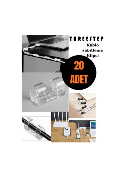 Şeffaf Yapışkanlı 20 Adet Kablo Sabitleyici Klips Pratik Kablosuz Düzenleyici Organizatör