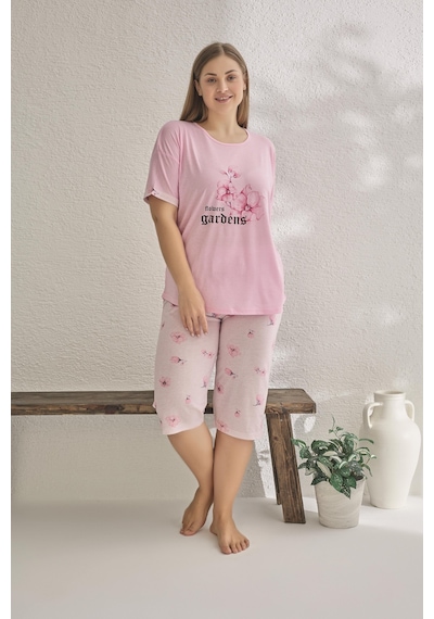 Estiva Kadın Çiçek Desenli Kısa Kollu Kaprili Büyük Beden Yazlık Viskon Pijama Takımı - Pembe Çok Renkli Estiva Kadın Çiçek Desenli Kısa Kollu Kaprili Büyük Beden Yazlık Viskon Pijama Takımı - Pembe Çok Renkli