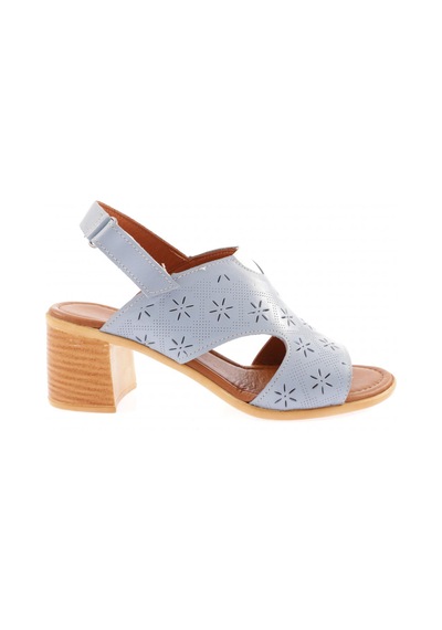 Dgn 3300 Kadin Lazer Detayli Cirtli Topuklu Sandalet Bebe Mavi