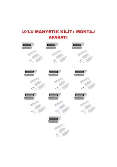 Sr-500 Manyetik Kilit Seti 500 Kg Elektromanyetik Kilit + Zl Montaj Aparatı 10 Adet