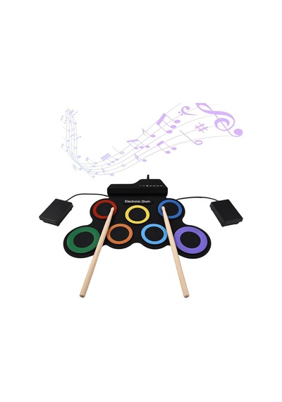 Ayt Magicvoice G3002 Elektronik Bateri Roll Up Davul Matı Kiti 7 Ped Çocuk Müzik Aleti Trampet