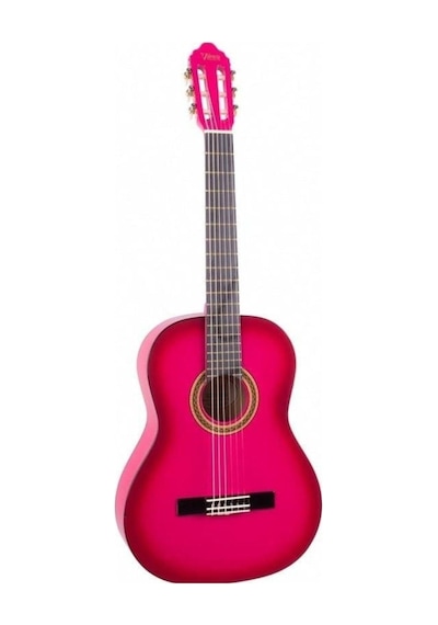 Valencia Vc103tpks 3/4 Klasik Gitar - Pembe Sunburst Başlangıç Seviyesi Sap Ayar Çeliği Truss Rod , Estetik Pembe Gradyan Bitiş, Öğrenci Dostu İnce Sap Profili