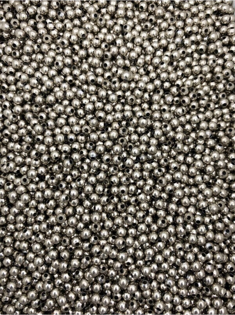 3mm Nikel / Gümüş Renk Metal Demir Top Boncuk,takı Yapım Boncuğu 25gr 250 Adet