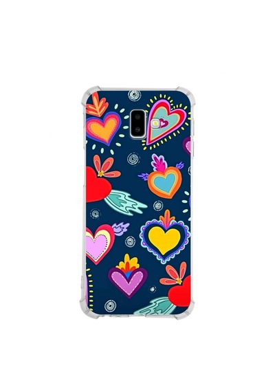 Samsung Galaxy J6 Uyumlu Retro Color 3 Baskılı Şeffaf Köşe Korumalı Antişok Kılıf